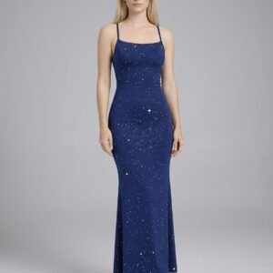 Blue Spaghetti Strap Mermaid Dress – Fitted Style